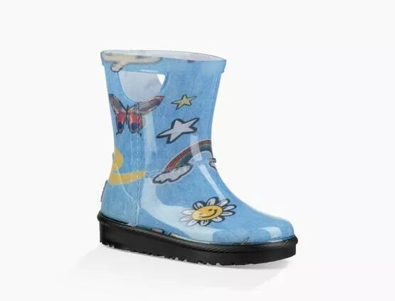 UGG Kids T Rahjee Patches Wellies Waterproof Rain Boot Boys Girls Size UK8 EU 26