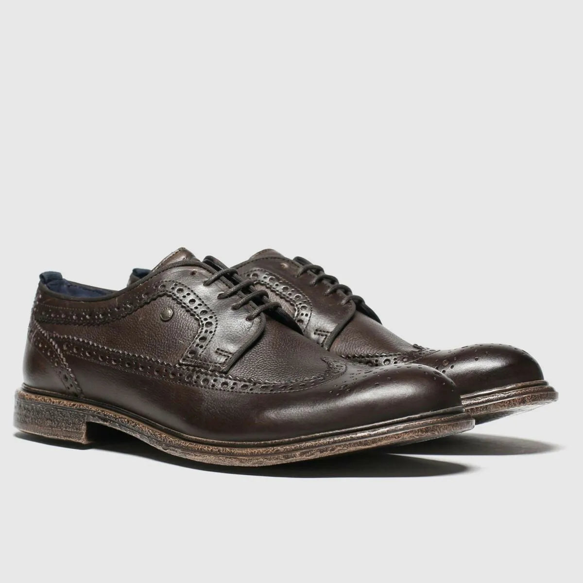 Base Onyx Men's Brogue Leather Formal Shoes Brown RRP £75