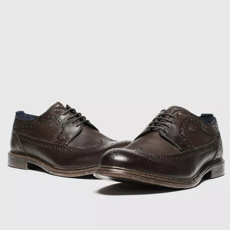 Base Onyx Men's Brogue Leather Formal Shoes Brown RRP £75